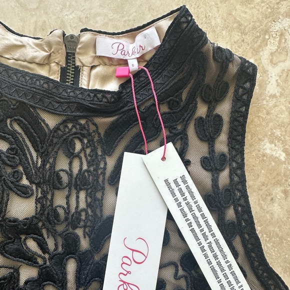 NWT Parker Caddie Black Lace Overlay Cocktail Dress, S - Picture 6 of 7
